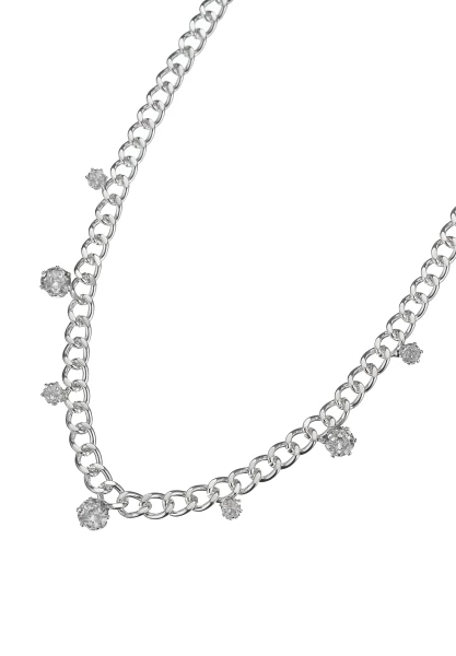 Leslii kurze Halskette Silberglieder Sterling Silber Glaskristalle Auslauf