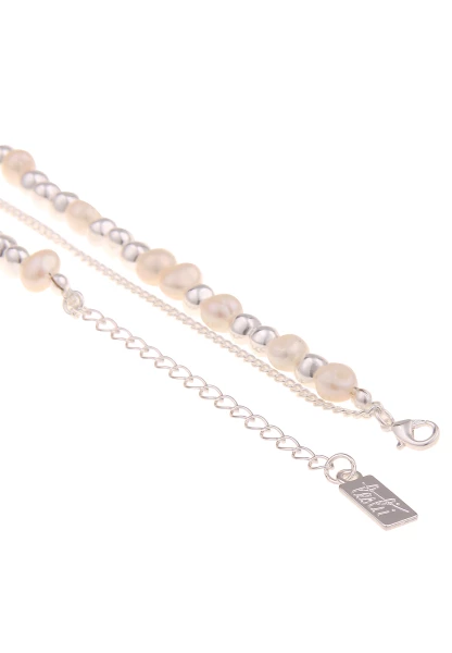 Leslii Halskette Layeringkette mit Gliedern und Süßwasserperlen Silber Weihnachtsangebot