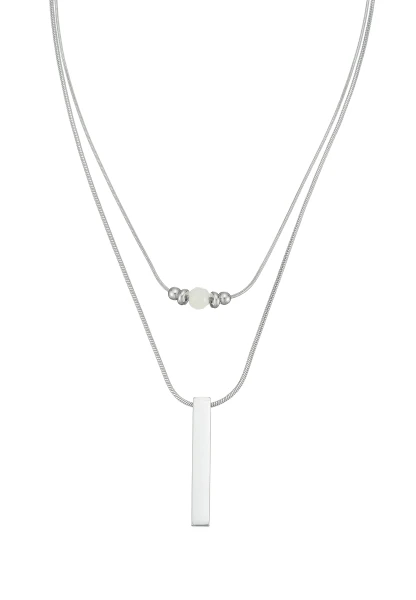 Leslii Kurze Kette Layering Naturstein Silber Valentinstagsangebot