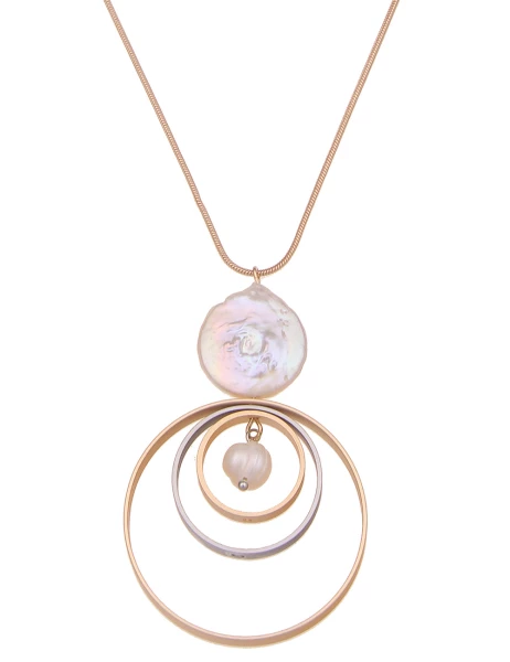 Leslii Lange Kette Tricolor Ringe mit Perle Online Outlet