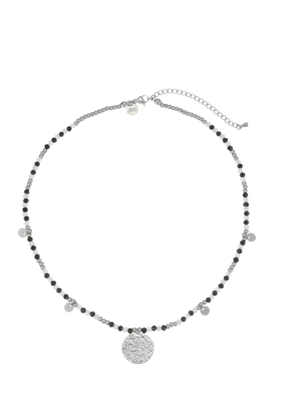 Leslii Kurze Kette Glasperlen Edelstahl Schwarz Weiß Große Rabatte