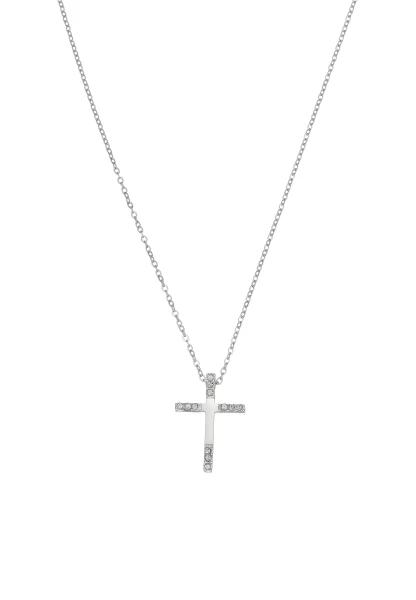 Leslii Kurze Halskette Strass Kreuz Edelstahl Silber Neuheiten