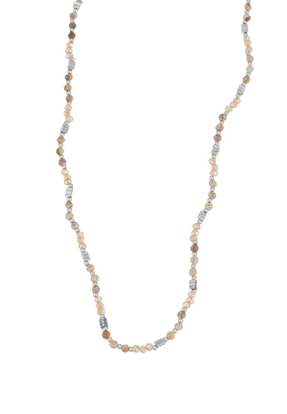 Leslii Kurze Kette Natursteine Stainless Steel Braun Räumungsverkauf