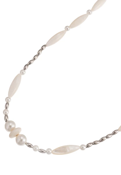 Leslii Kurze Kette Premium Collier Perlen Herz Collier in Weiß Silber Begrenzte Freigabe