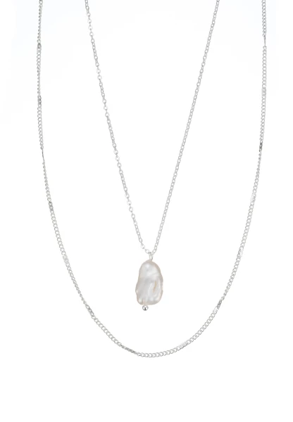 Leslii Halskette Layering Stainless Steel echte Perle Silber Letzte 3 Tage