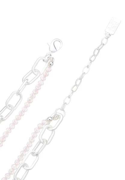 Leslii Layering Glieder-Kette Glasperlen Silber Beige JETZT KAUFEN
