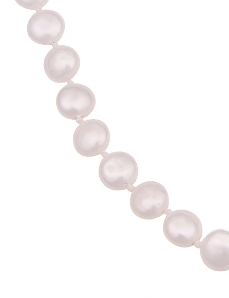 Leslii Damen-Kette weiße Perlen-Kette Muschelkern Perlen-Collier kurze Halskette Modeschmuck Weiß Fabrikladen