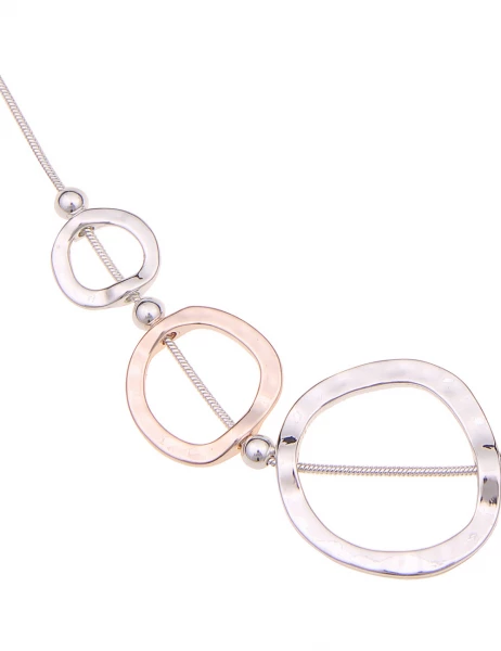 Leslii Damen-Kette Bicolor Ring-Anhänger Collier kurze Halskette Modeschmuck-Kette Silber Rosé Begrenzt auf 3 Tage