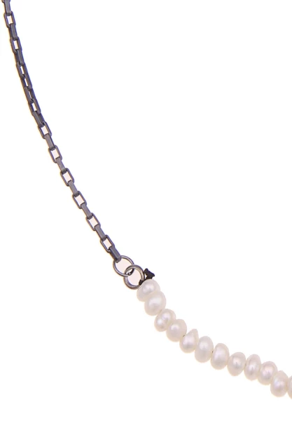 Leslii Damen-Kette Little Pearls Süßwasser-Zuchtperlen Perlen-Kette Collier Schwarz Weiß Speichern exportieren