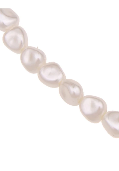 Leslii Damen-Kette Doreen Glieder-Kette Perlen kurze Halskette Modeschmuck-Kette Collier Silber Weiß Black Friday Preise