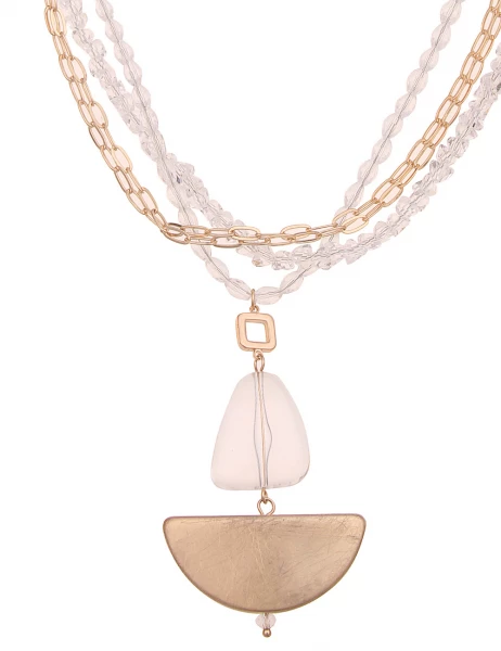 -50% SALE Leslii Lange Halskette Layering Carmen in Gold Weiß Auslauf