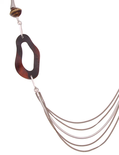 -50% SALE Leslii Lange Halskette Modern Swing in Braun Silber Günstiger Verkauf