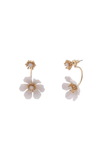 -50% SALE Leslii Ohrringe Ohrstecker Statement Blüte Gold Weiß Sonderangebot