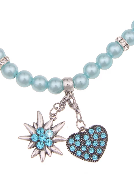 -50% SALE Leslii Damen-Kette Heidi Edelweiß Herz-Kette Dirndl Oktoberfest kurze Kette Modeschmuck Bl Weihnachtsangebot
