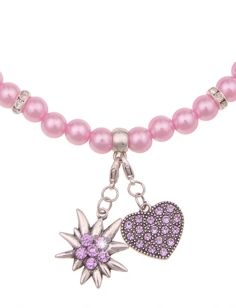 -50% SALE Leslii Damen-Kette Heidi Edelweiß Herz-Kette Dirndl Oktoberfest kurze Kette Modeschmuck Ro Vatertagsangebot