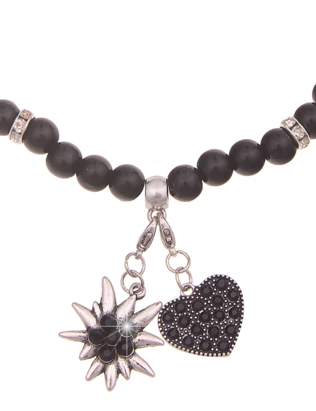 -50% SALE Leslii Damen-Kette Heidi Edelweiß Herz-Kette Dirndl Oktoberfest Modeschmuck Schwarz Jubiläumsangebot