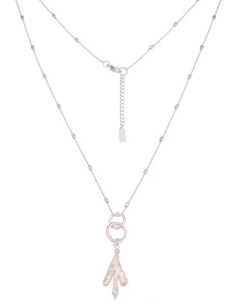 -50% SALE Leslii Lange Halskette Muschel Stück in Silber Weiß Bis zu 55% Rabatt