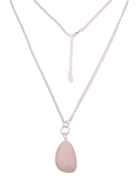 -50% SALE Leslii Lange Halskette Statement Naturstein in Silber Rosa Super Rabatt