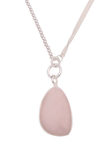 -50% SALE Leslii Lange Halskette Statement Naturstein in Silber Rosa Super Rabatt