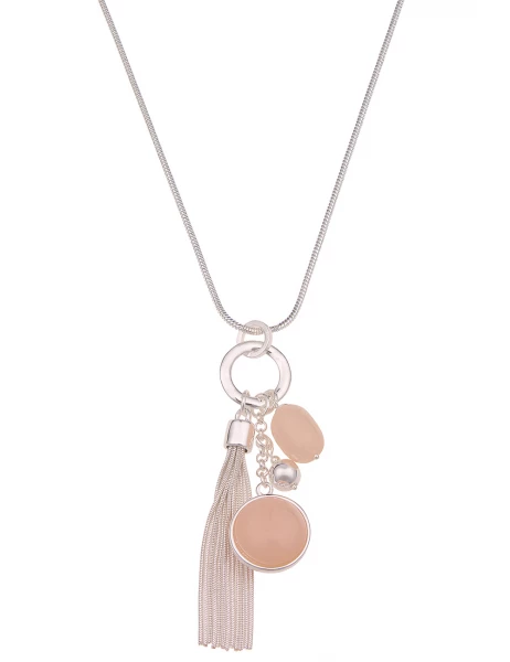 -50% SALE Leslii Lange Halskette Glanz Statement in Silber Beige 50% Rabatt mit kostenlosem Versand