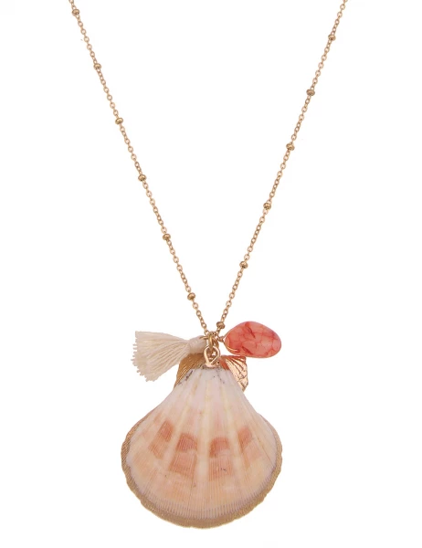 -50% SALE! Leslii Lange Halskette Muschel in Gold Pink Fabrikladen