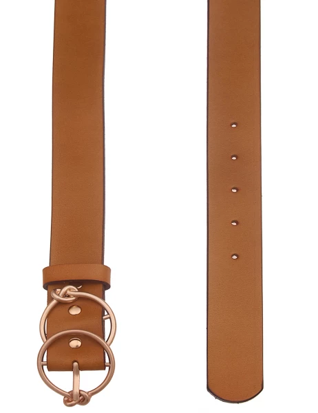 -70% SALE! Leslii Damen-Gürtel Basic Gürtel Doppel-Schließe Knoten in Braun Black Friday Preise
