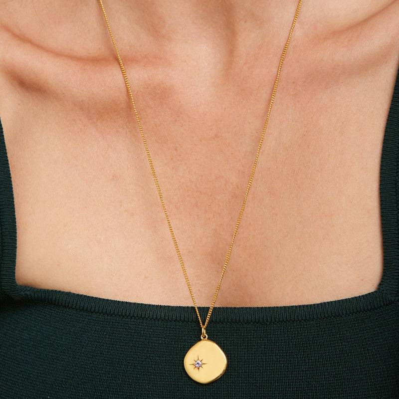 Mosuo Jewellery Geburtsstein Halskette Februar - Vermeil & Amethyst Riesige Rabatte