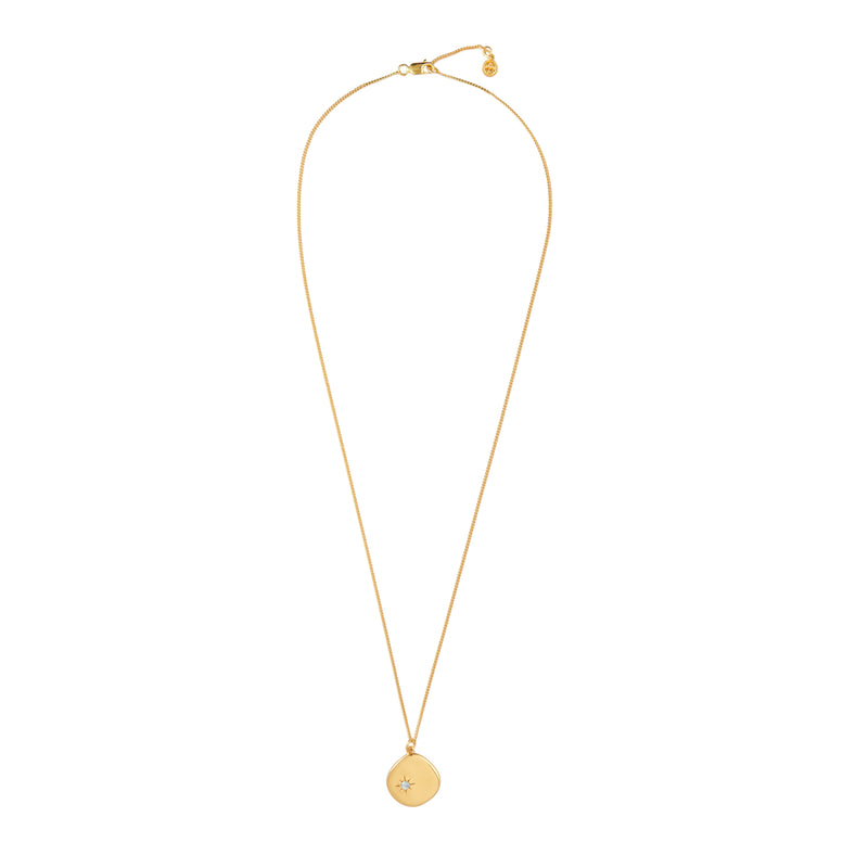 Mosuo Jewellery Geburtsstein Halskette März - Vermeil & Aquamarin 50% Rabatt mit kostenlosem Versand
