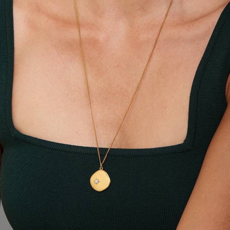 Mosuo Jewellery Geburtsstein Halskette Oktober - Vermeil & Opal Im Verkauf