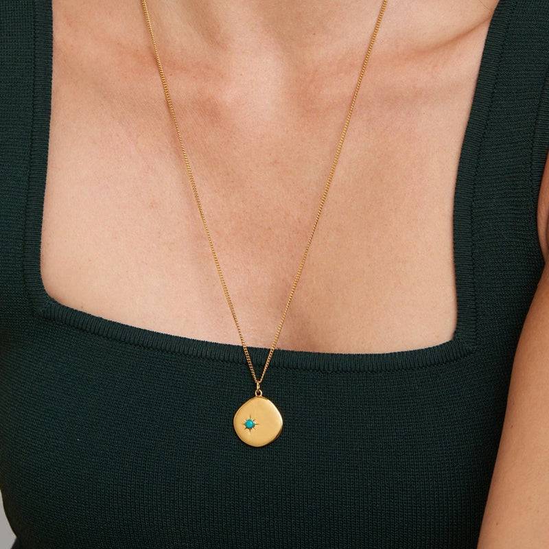Mosuo Jewellery Geburtsstein Halskette Dezember - Vermeil & Türkis 50% Rabatt für begrenzte Zeit