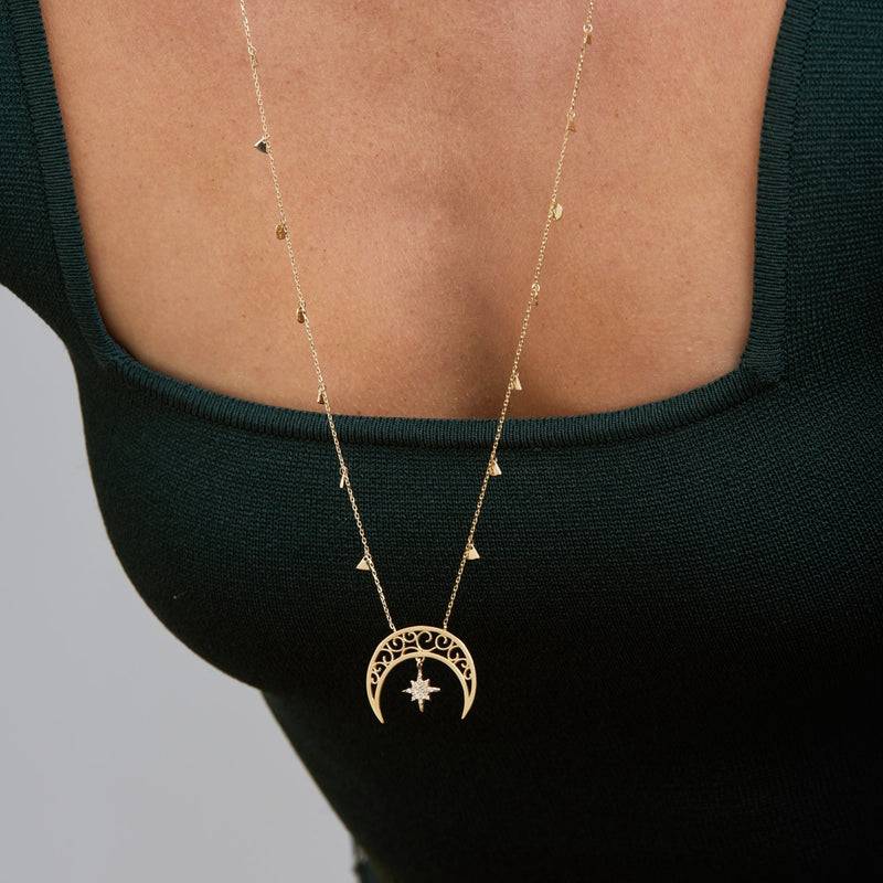 Mosuo Jewellery Diamant Mond & Stern Halskette Zeitlich begrenztes Angebot