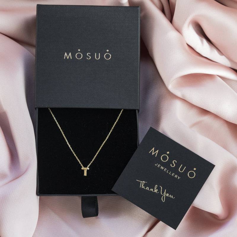 Mosuo Jewellery Diamant Buchstaben Halskette “T”- Vermeil Kostenloser Versand international