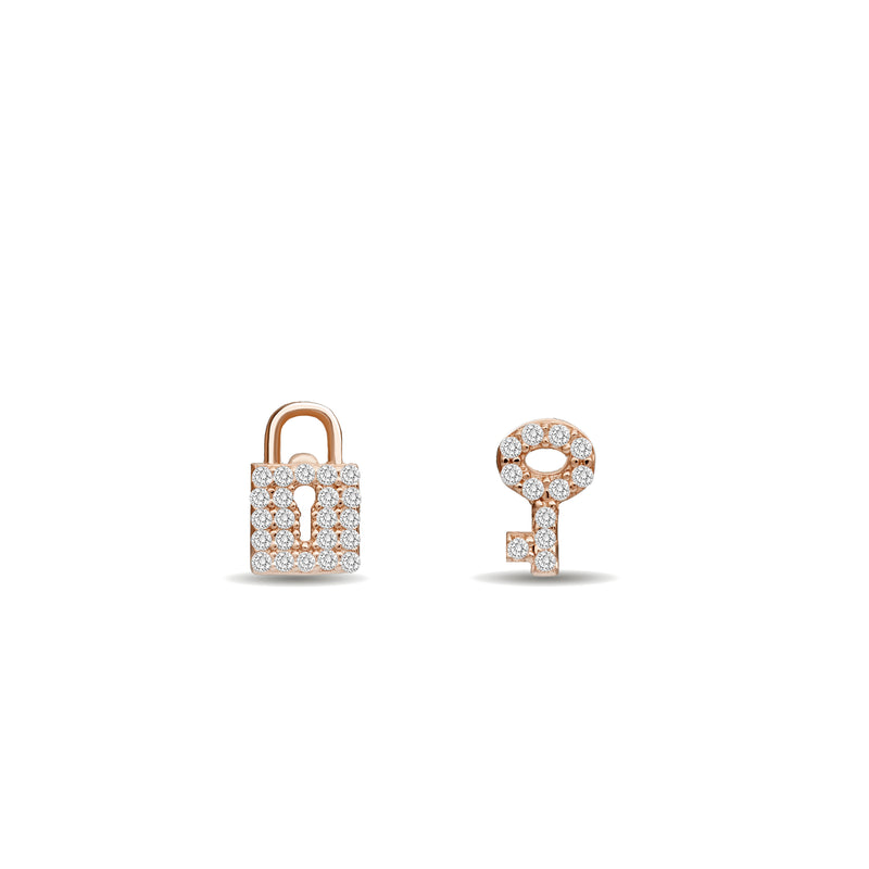 Mosuo Jewellery Schloss und Schlüssel Diamant Ohrstecker im Angebot