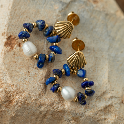 Paul Hewitt Scallop Stone Ohrring Gold Bestseller
