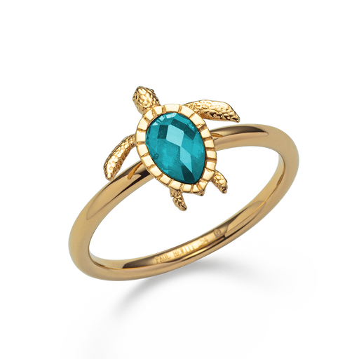 Paul Hewitt Turtle Ring Aquamarine Gold Kostenlose Rückgabe