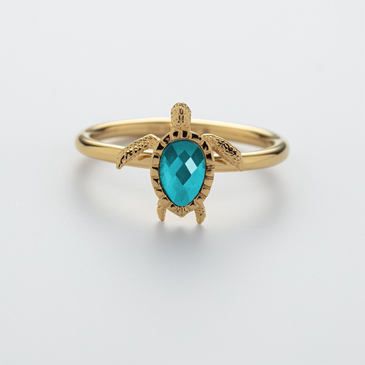Paul Hewitt Turtle Ring Aquamarine Gold Kostenlose Rückgabe
