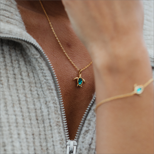 Paul Hewitt Turtle Mono Halskette Aquamarine Gold Letzte 3 Tage