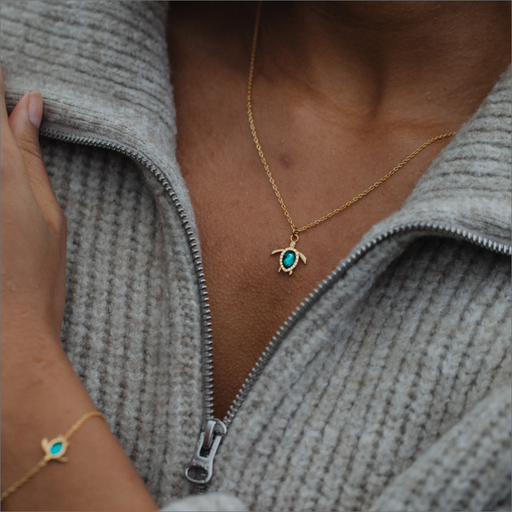 Paul Hewitt Turtle Mono Halskette Aquamarine Gold Letzte 3 Tage