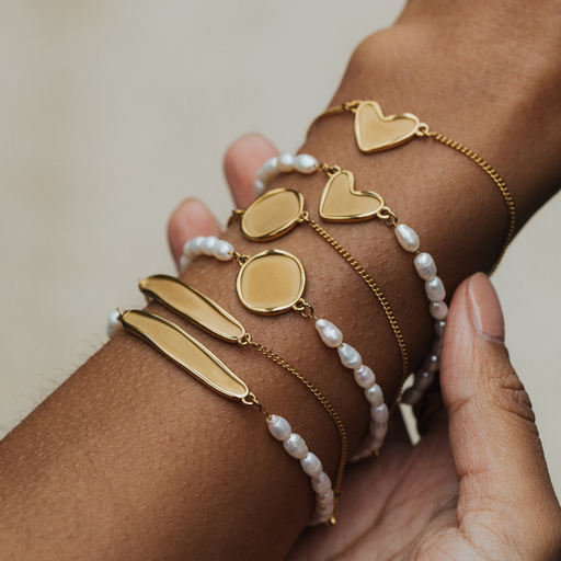 Paul Hewitt Engravable Heart Pearl Armkette Gold Black Friday Preise