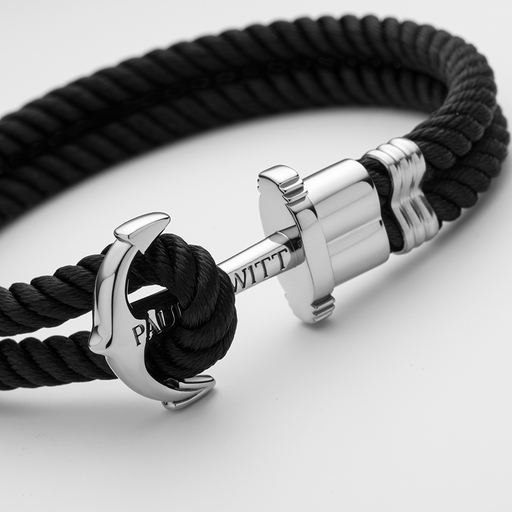 Paul Hewitt PHREP Armband Silber Schwarz Günstiger Verkauf