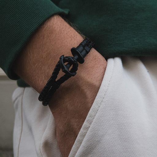 Paul Hewitt Ankerarmband Phrep Schwarz Leder Schwarz Rabatt