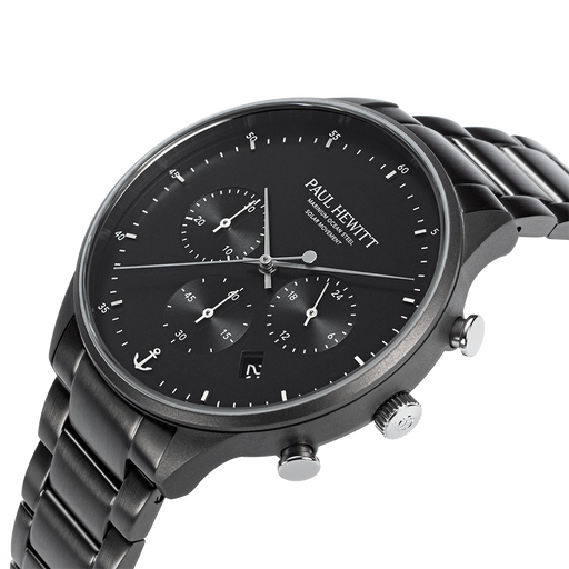 Paul Hewitt Chrono Uhr Gun Metal Schwarz Große Rabatte