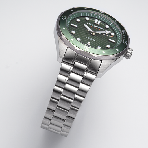 Paul Hewitt Ocean Diver Multilink Uhr Silber Grün Sonderangebot der Fabrik