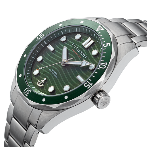 Paul Hewitt Ocean Diver Multilink Uhr Silber Grün Sonderangebot der Fabrik