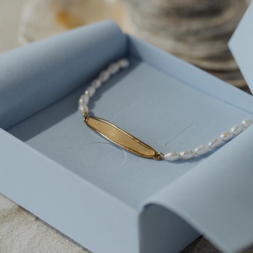 Paul Hewitt Engravable Plate Pearl Armkette Gold Riesige Rabatte