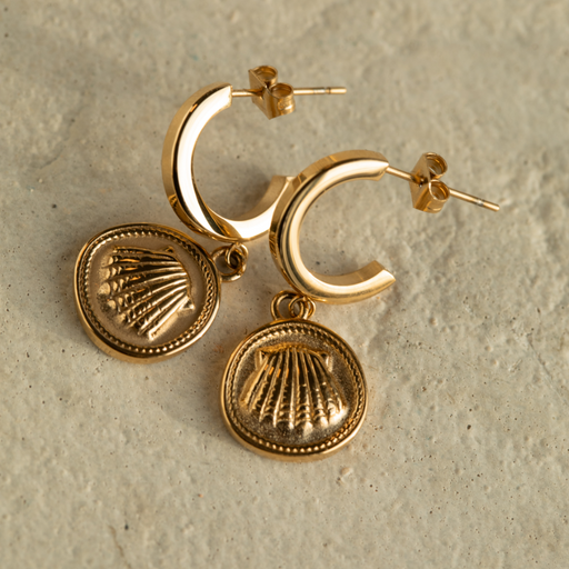 Paul Hewitt Scallop Coin Ohrring Gold Lagerräumung