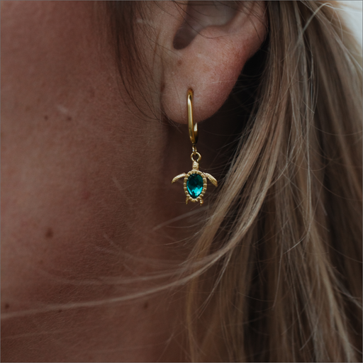 Paul Hewitt Turtle Hoops Ohrring Aquamarine Gold Große Rabatte