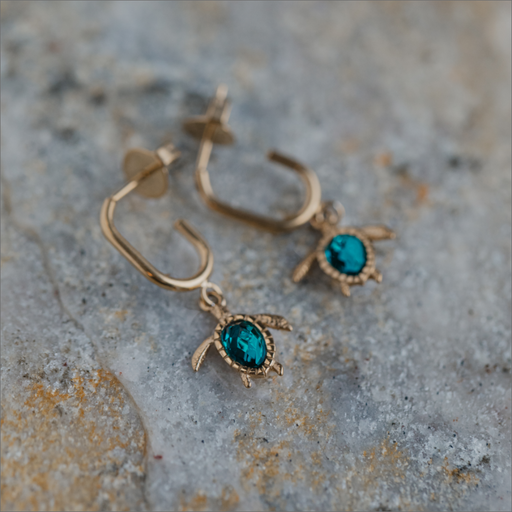 Paul Hewitt Turtle Hoops Ohrring Aquamarine Gold Große Rabatte