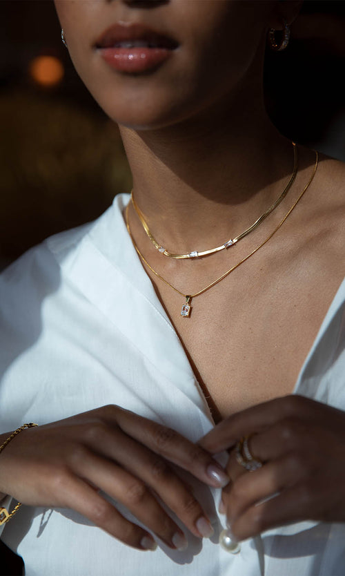 Paul Valentine Baguette Stone Necklace Sonderangebote
