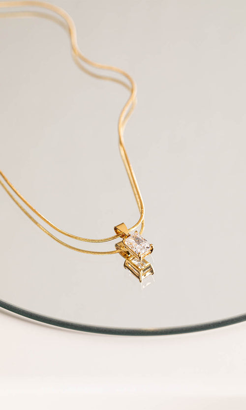 Paul Valentine Baguette Stone Necklace Sonderangebote